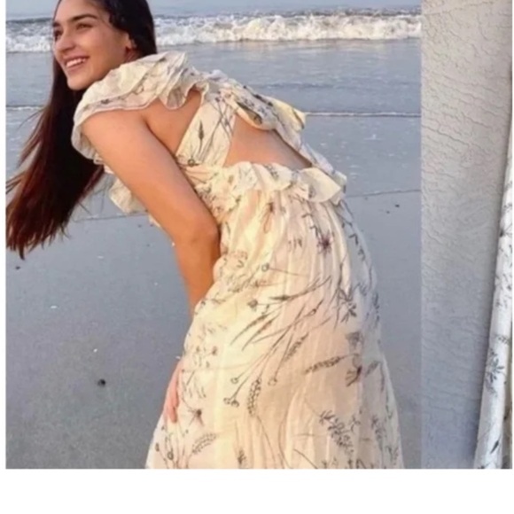 H&M LYOCELL IVORY CREAM FLORAL MAXI DRESS - Picture 2 of 9